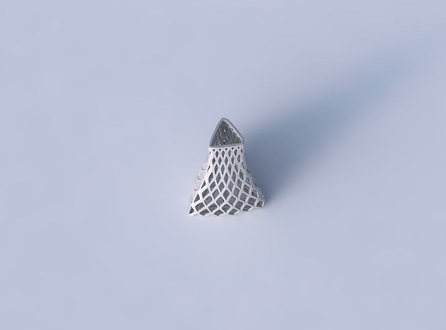 Vase grounded triangle with diagonal grid lattice 3D print model_2