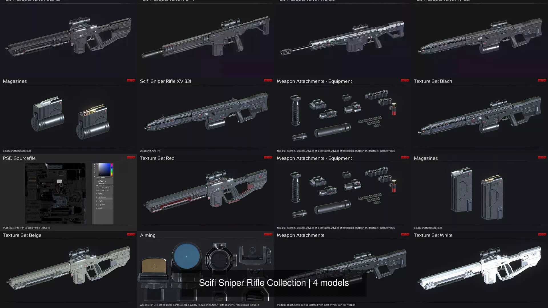 Scifi Sniper Rifle Collection 3D Model Pack