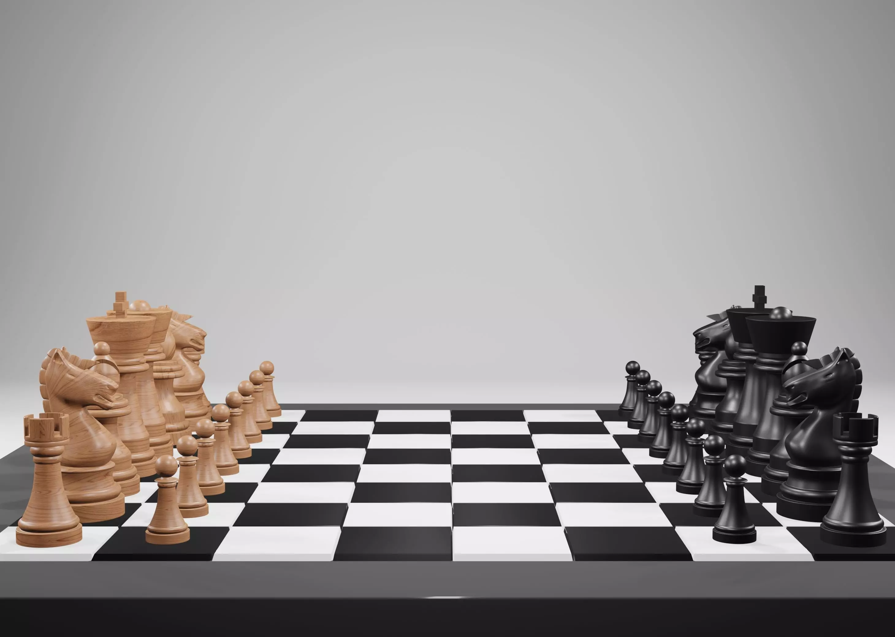 Chess pieces and board 3D model_0