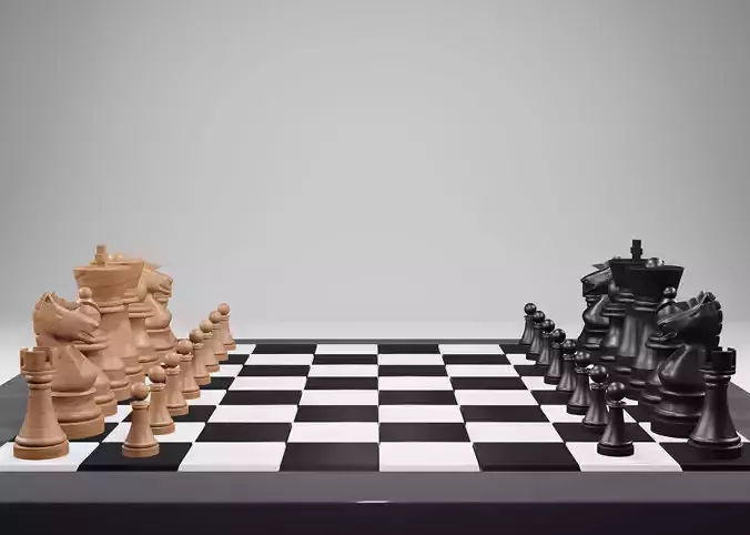 Chess pieces and board 3D model