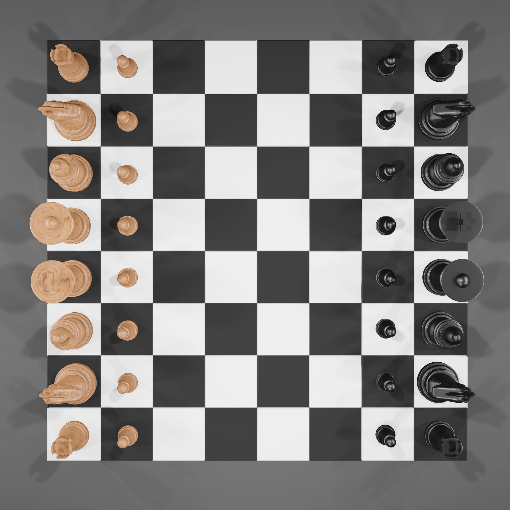 Chess pieces and board 3D model_2
