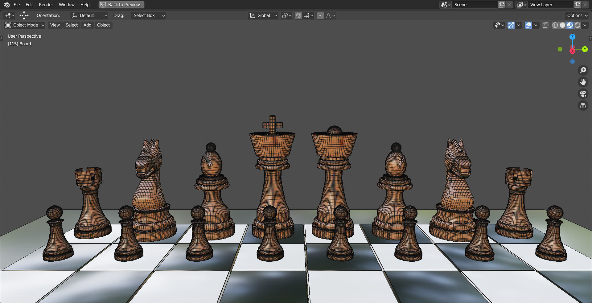 Chess pieces and board 3D model_5