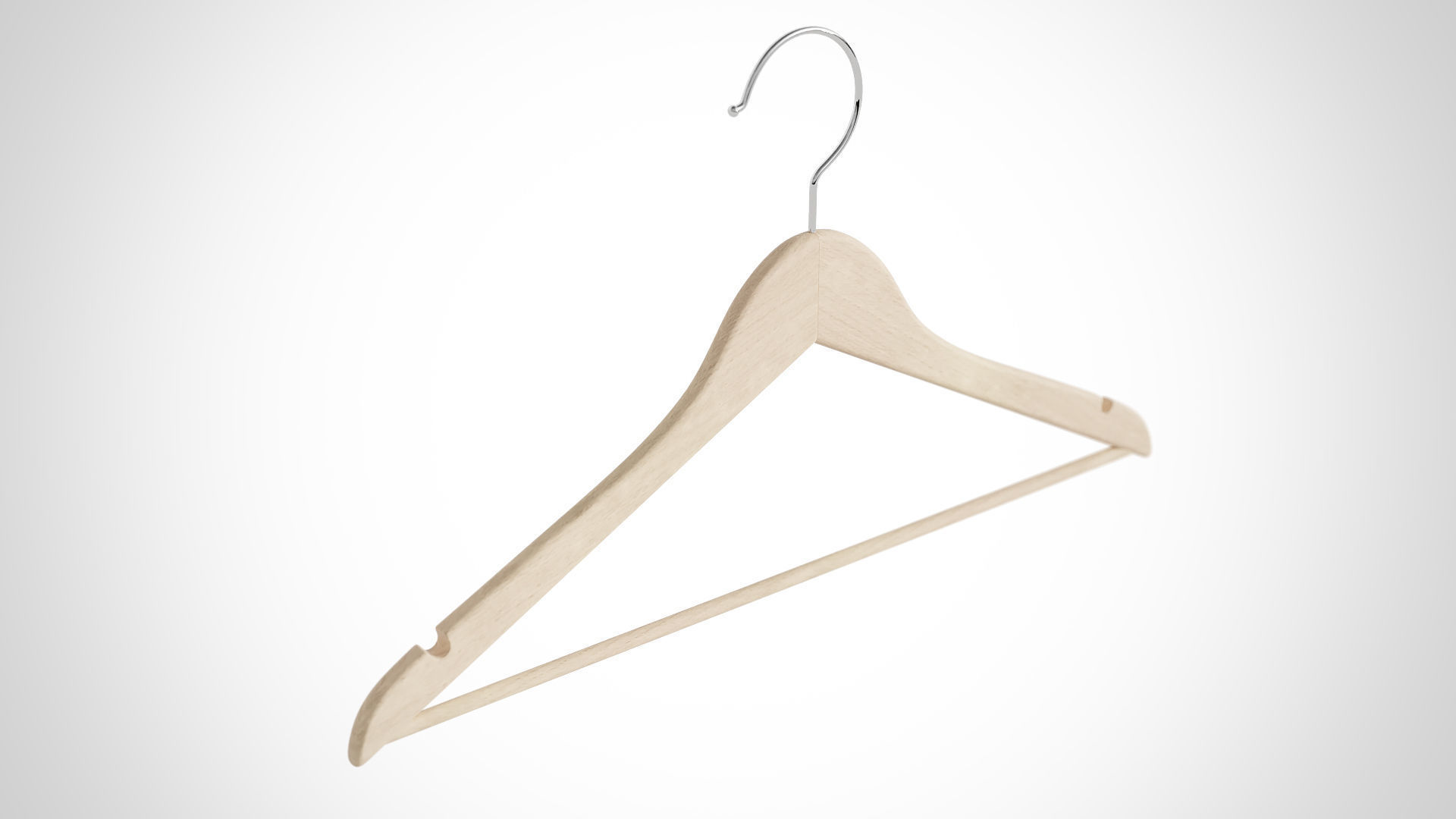 30cm Realistic Wood Hanger for Dressing Shops 3D model_11