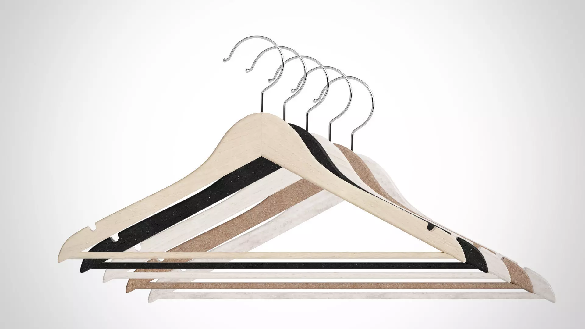 30cm Realistic Wood Hanger for Dressing Shops 3D model_0