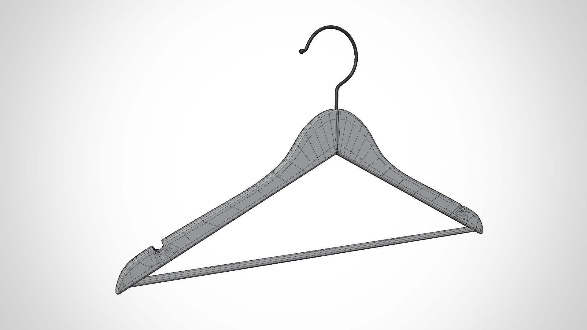 30cm Realistic Wood Hanger for Dressing Shops 3D model_7