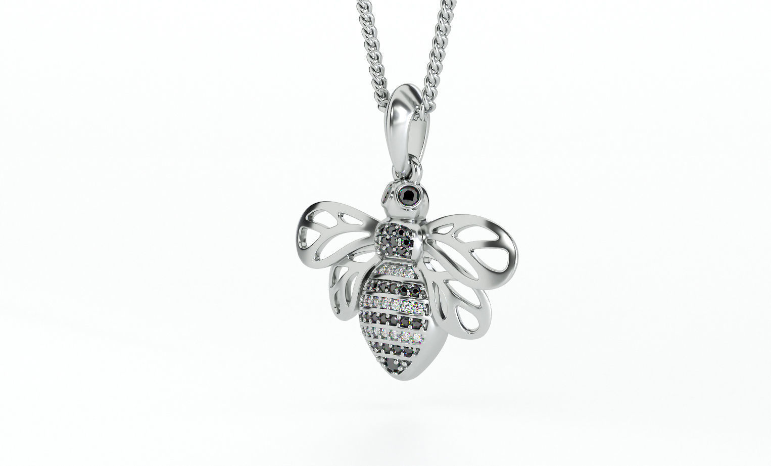 beautifull gold  bee pendant with diamonds 3D print model_4