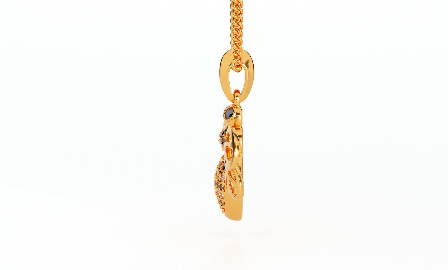 beautifull gold  bee pendant with diamonds 3D print model_2