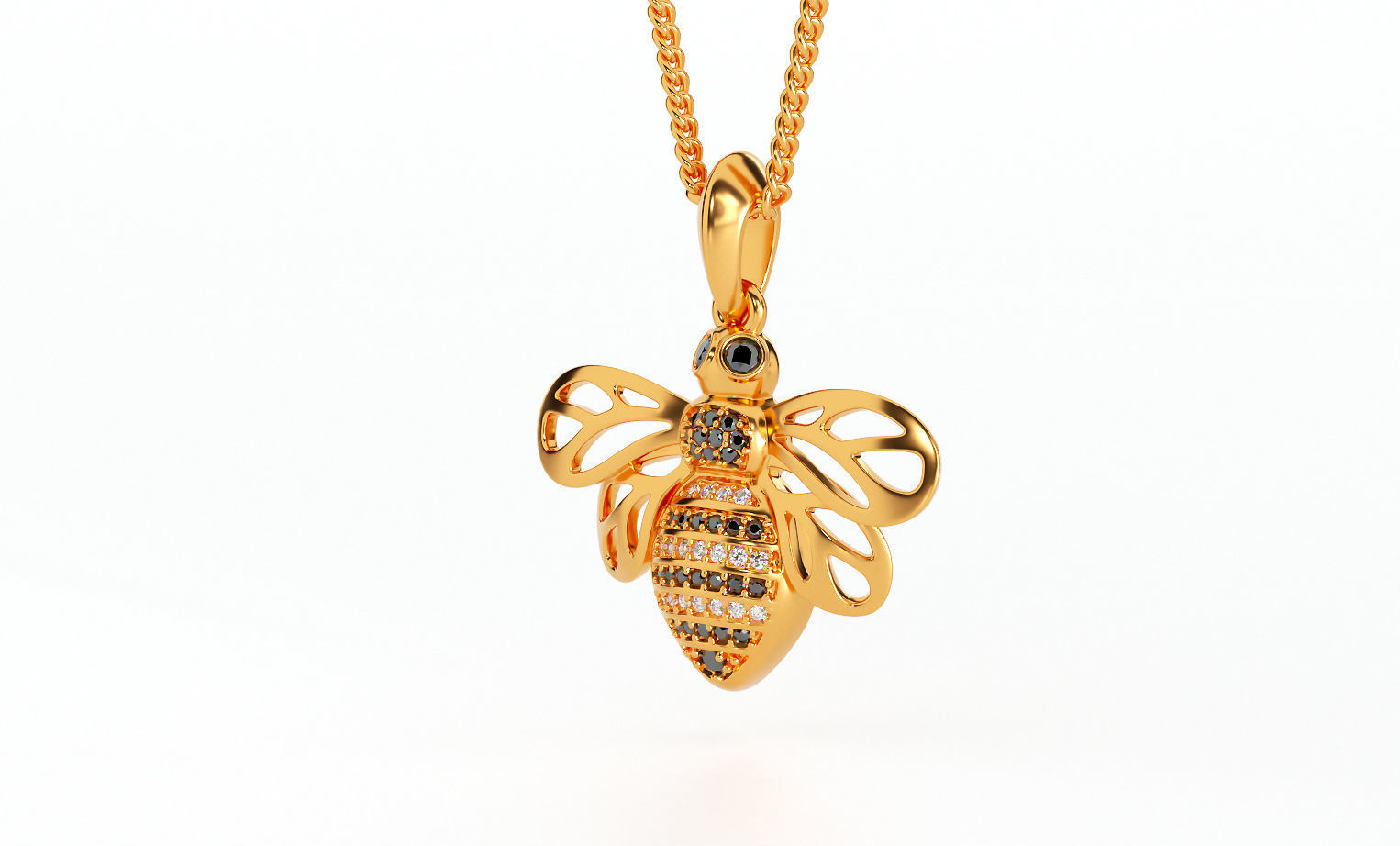 beautifull gold  bee pendant with diamonds 3D print model_1