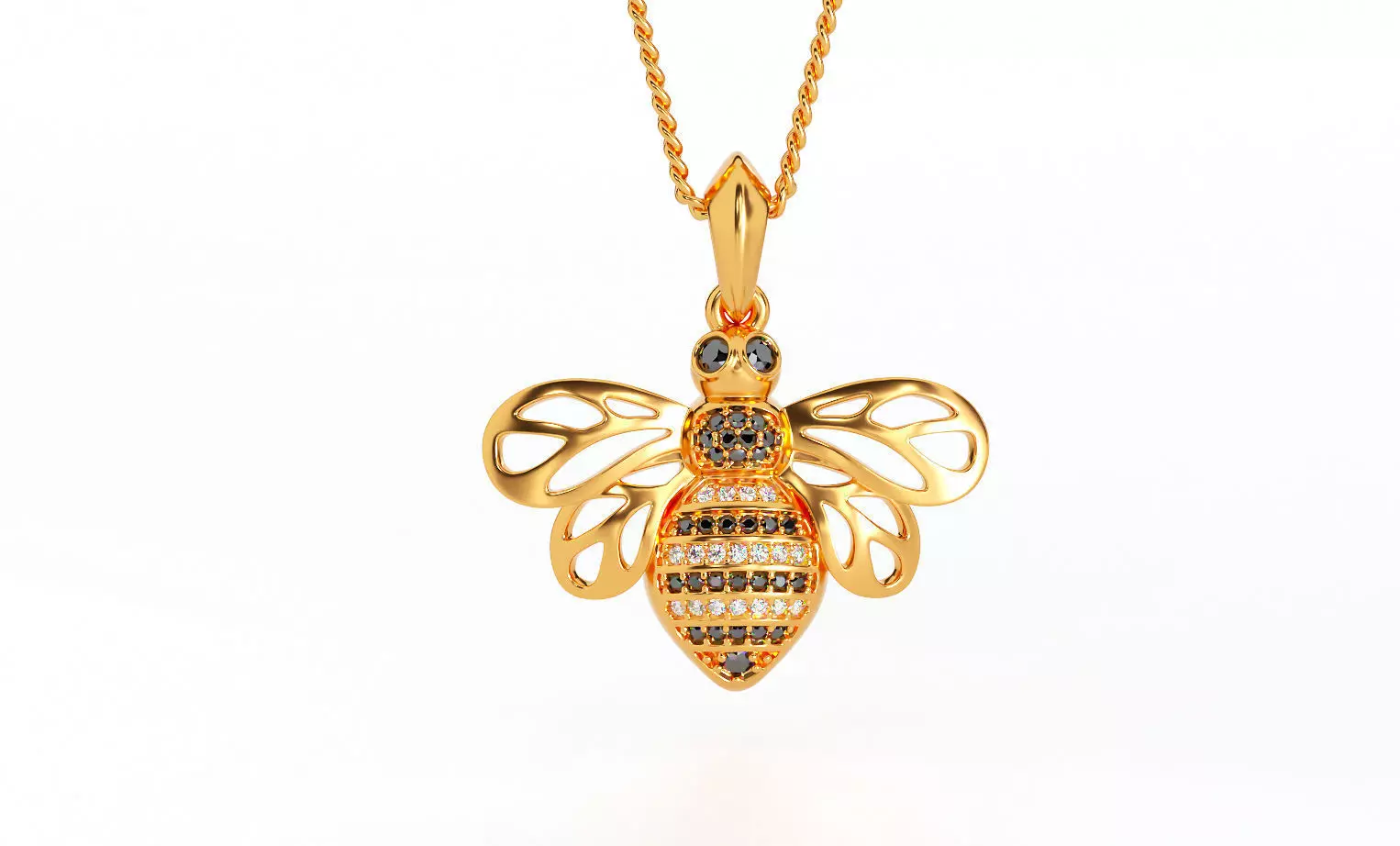 beautifull gold  bee pendant with diamonds 3D print model_0