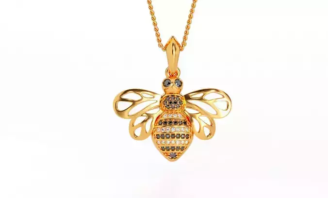 beautifull gold  bee pendant with diamonds 3D print model