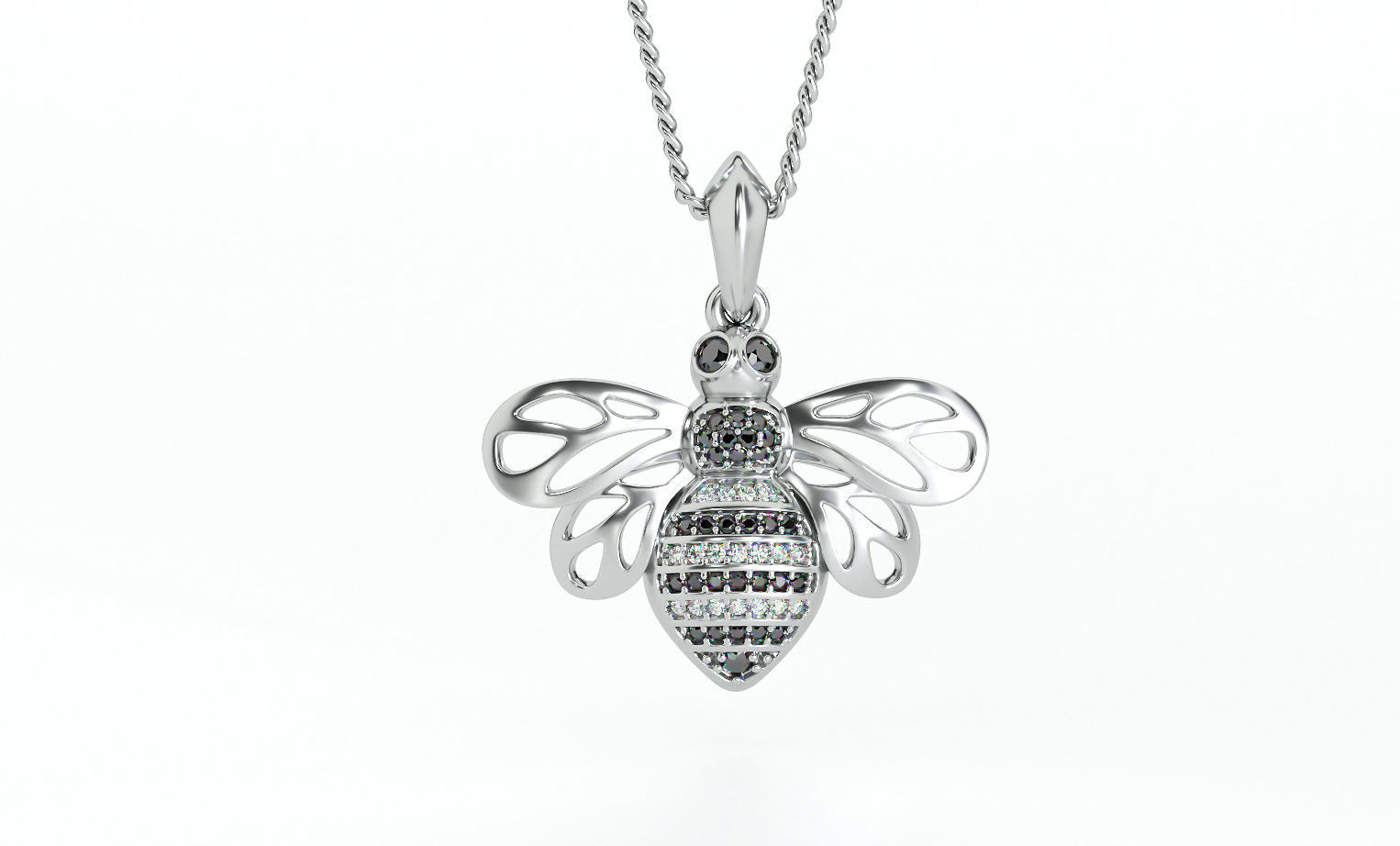 beautifull gold  bee pendant with diamonds 3D print model_3