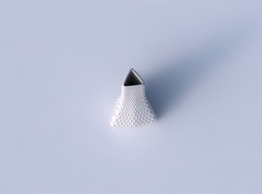 Vase grounded triangle with grid piramides 3D print model_2