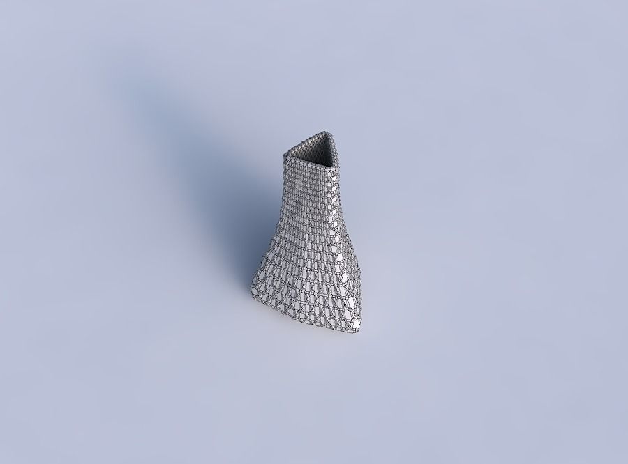 Vase grounded triangle with grid piramides 3D print model_6