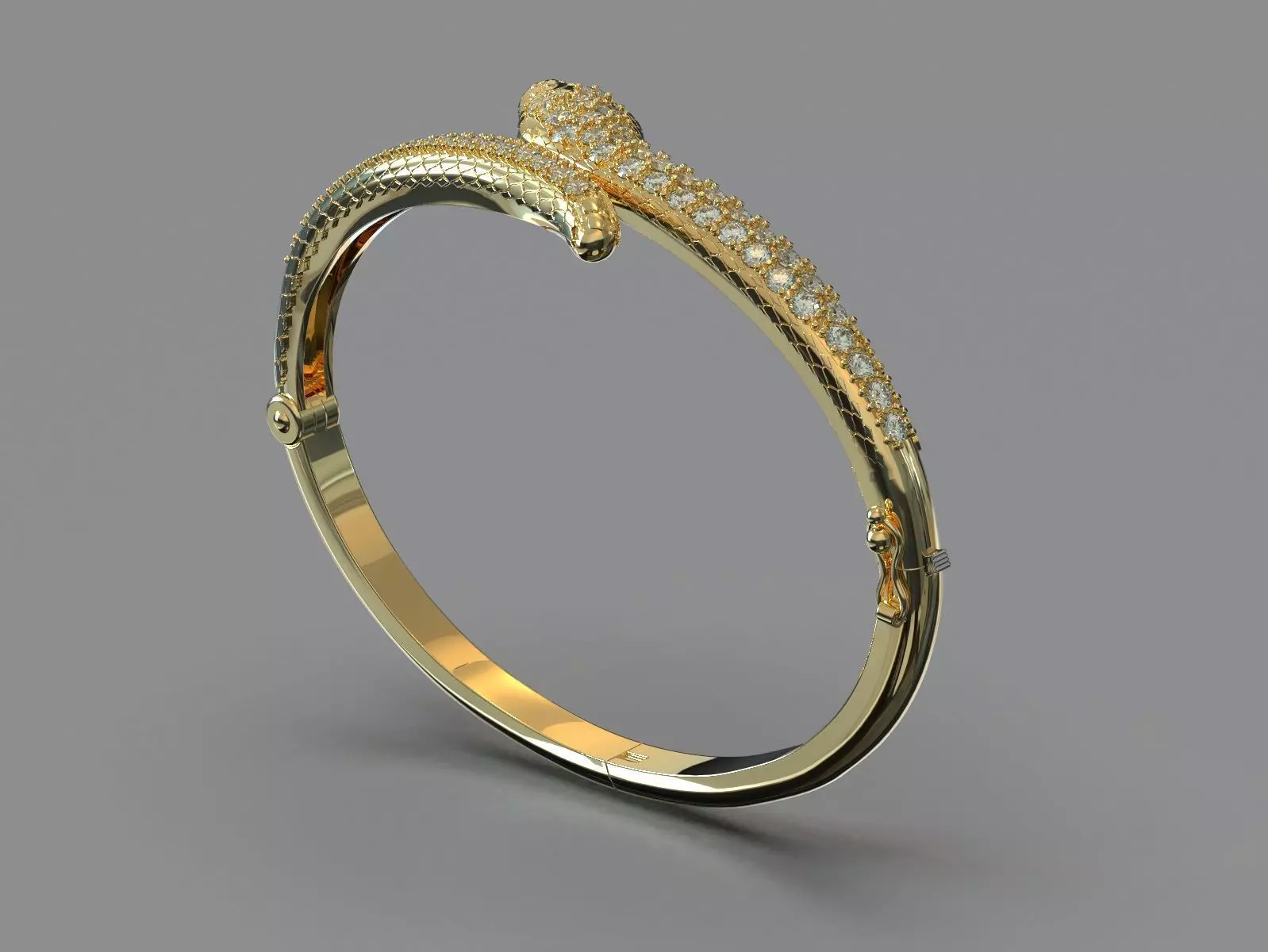 Gold Snake Braclet with Diamonds 3D print model