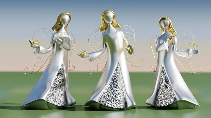 Statues of an Angel in 3 poses 3D model