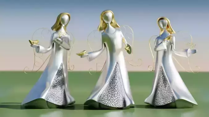 Statues of an Angel in 3 poses