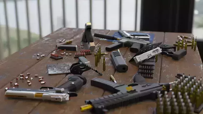 Collection of guns and SMGs 3D 