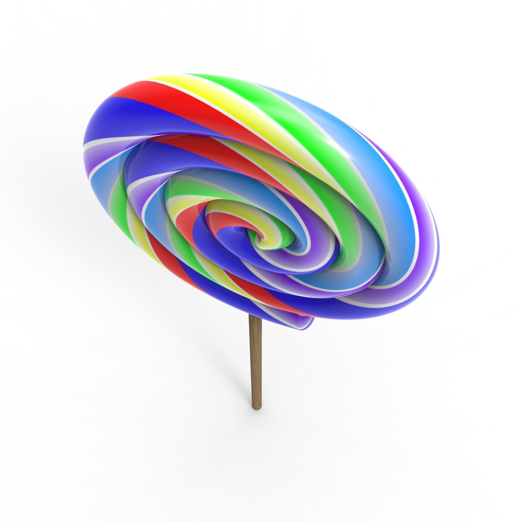 Lollipop colorful on stick 3D model_4