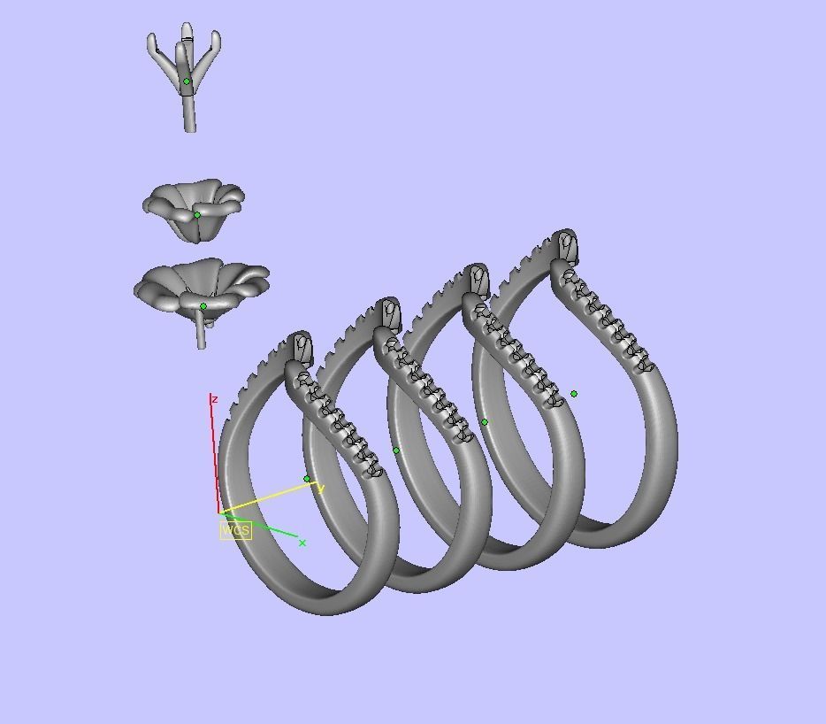 Flower Engagement ring 3dmodel 4mm stone 3D print model_7