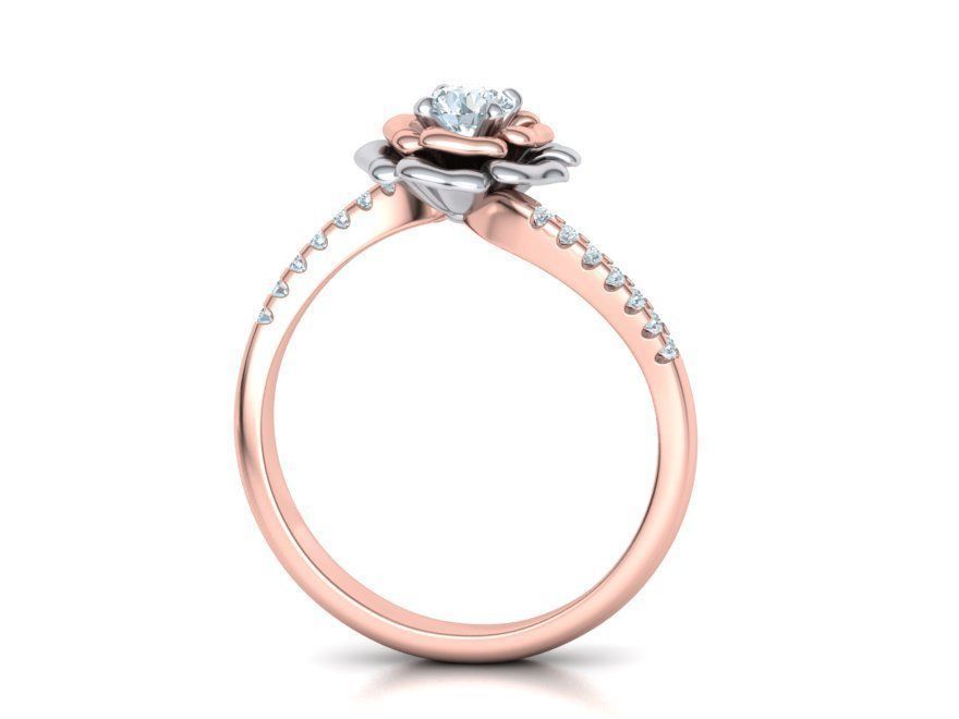 Flower Engagement ring 3dmodel 4mm stone 3D print model_17