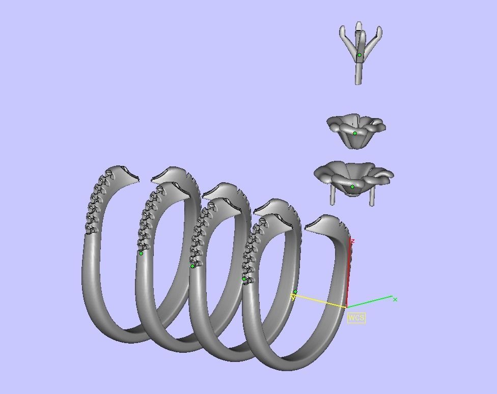 Flower Engagement ring 3dmodel 4mm stone 3D print model_14