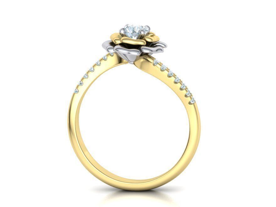Flower Engagement ring 3dmodel 4mm stone 3D print model_18