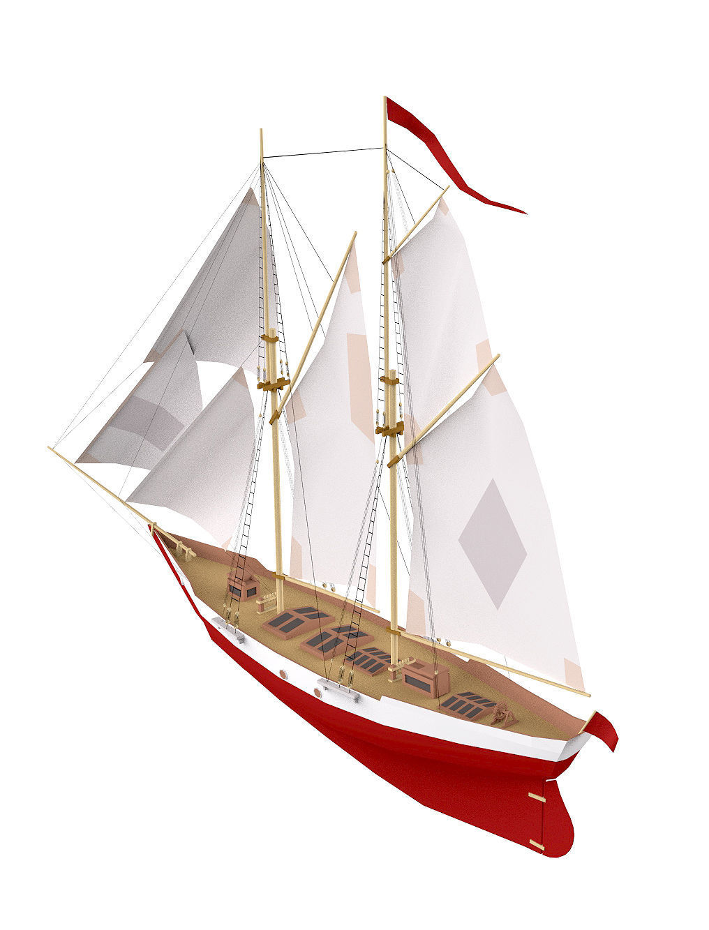 collection sailboats sailing ship Low-poly 3D model_8