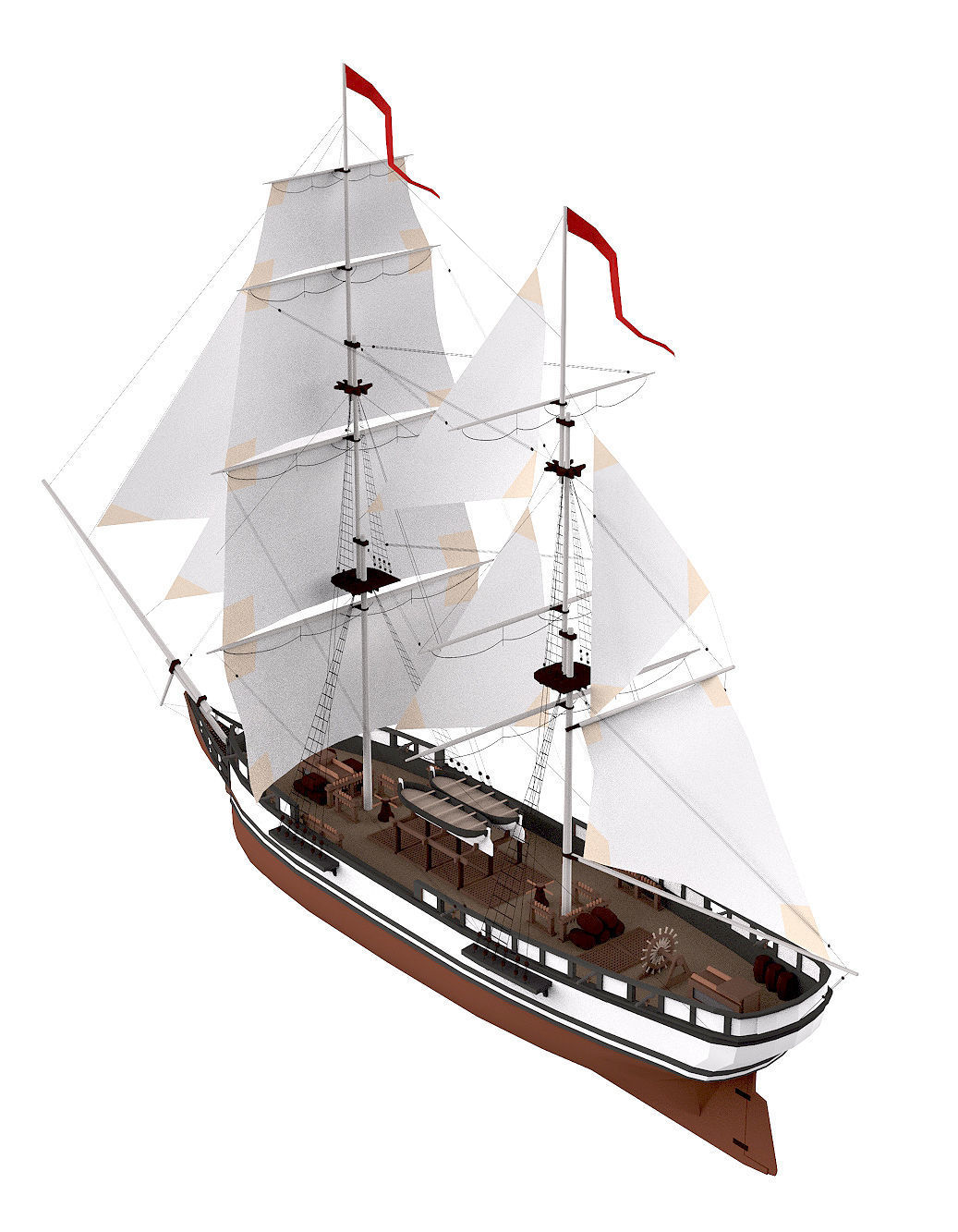 collection sailboats sailing ship Low-poly 3D model_7