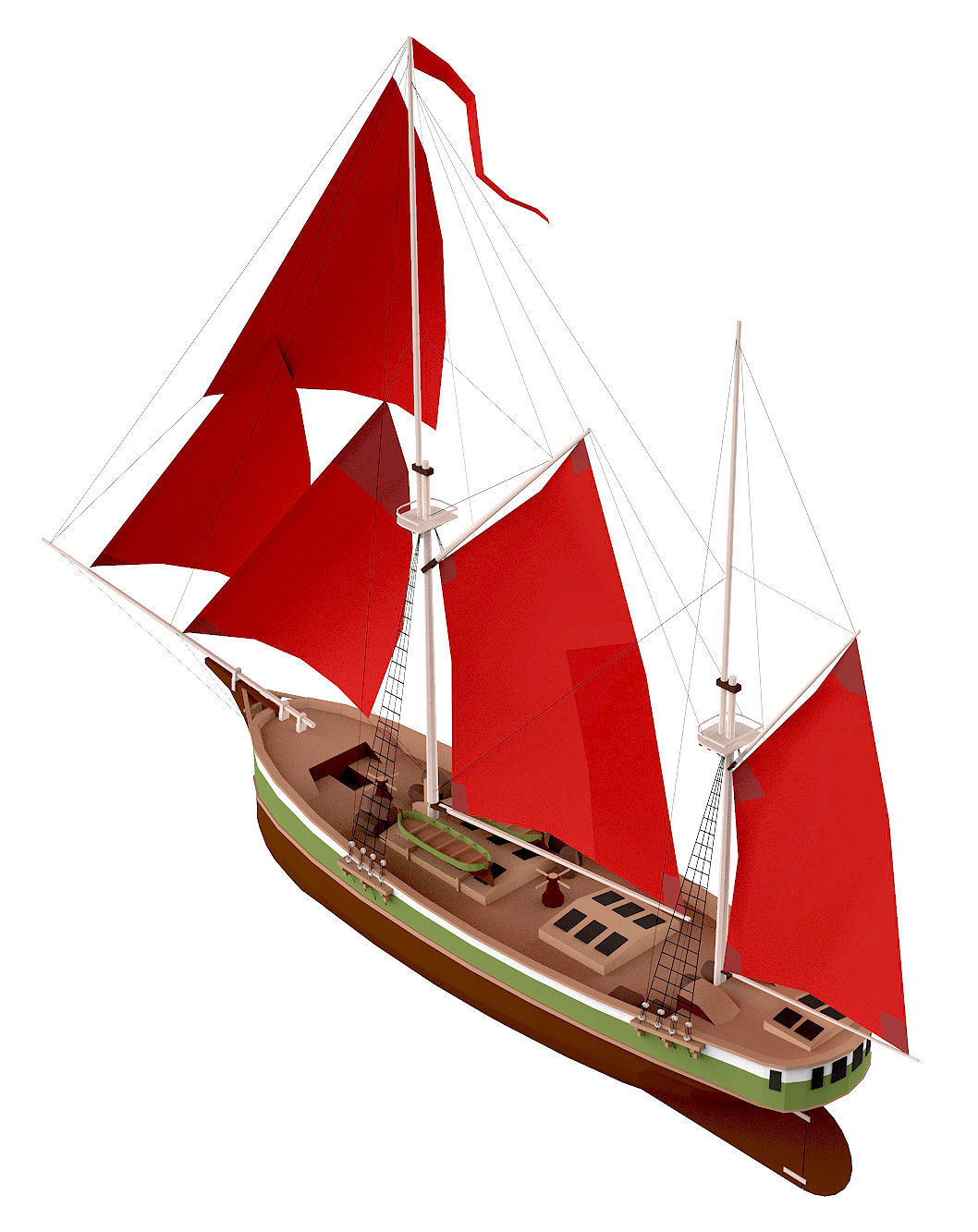 collection sailboats sailing ship Low-poly 3D model_5