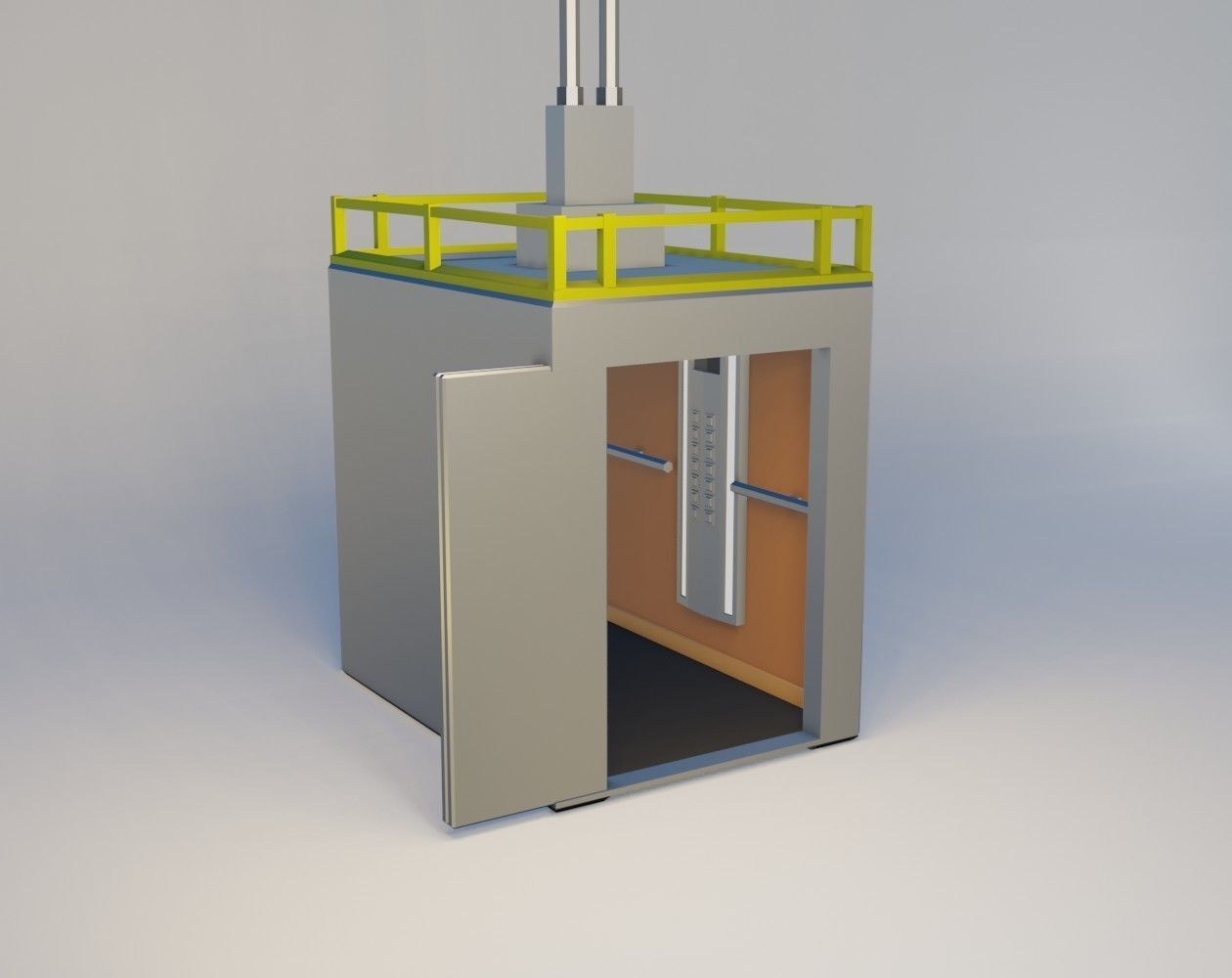 Elevator and door Low-poly 3D model_2