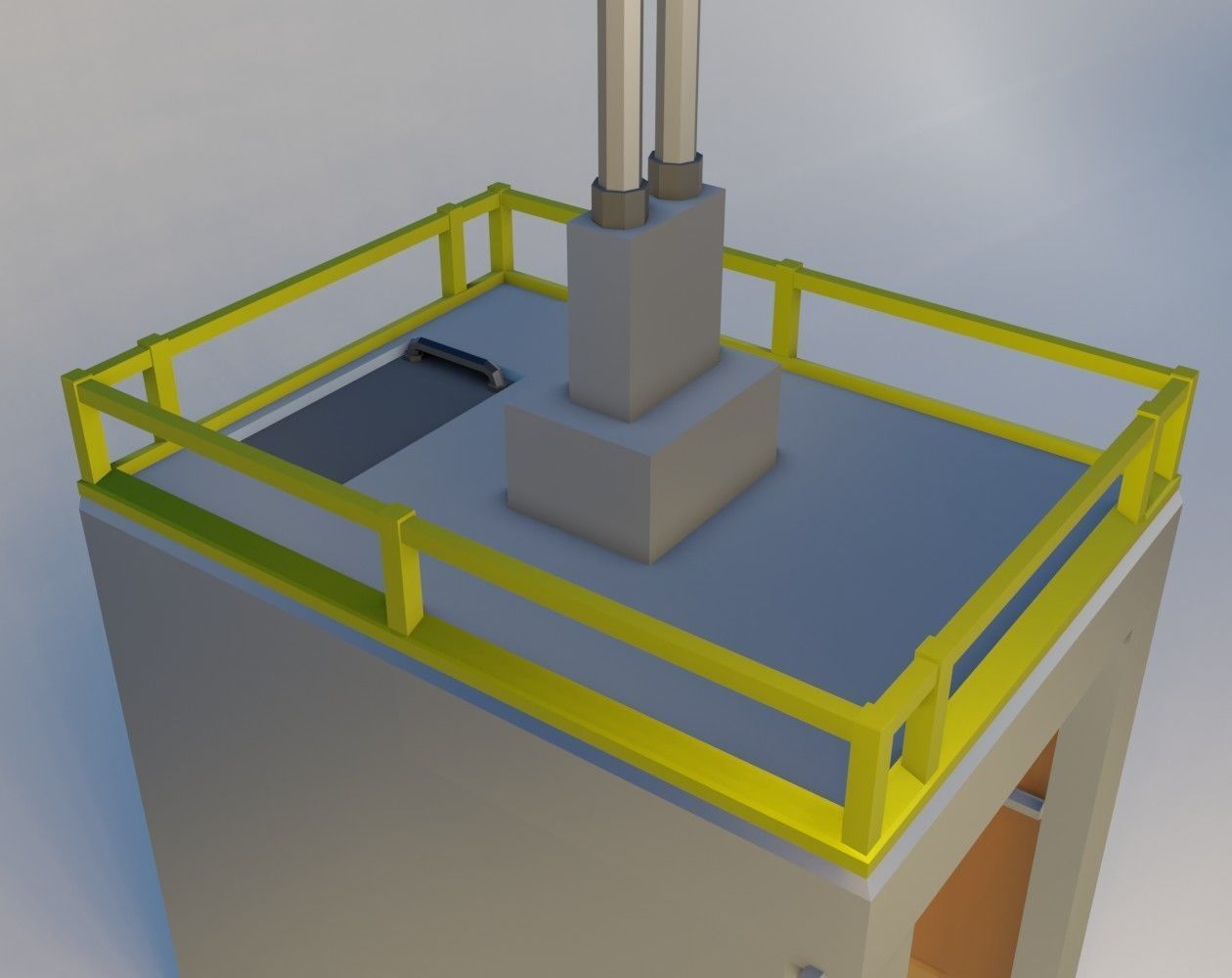 Elevator and door Low-poly 3D model_5