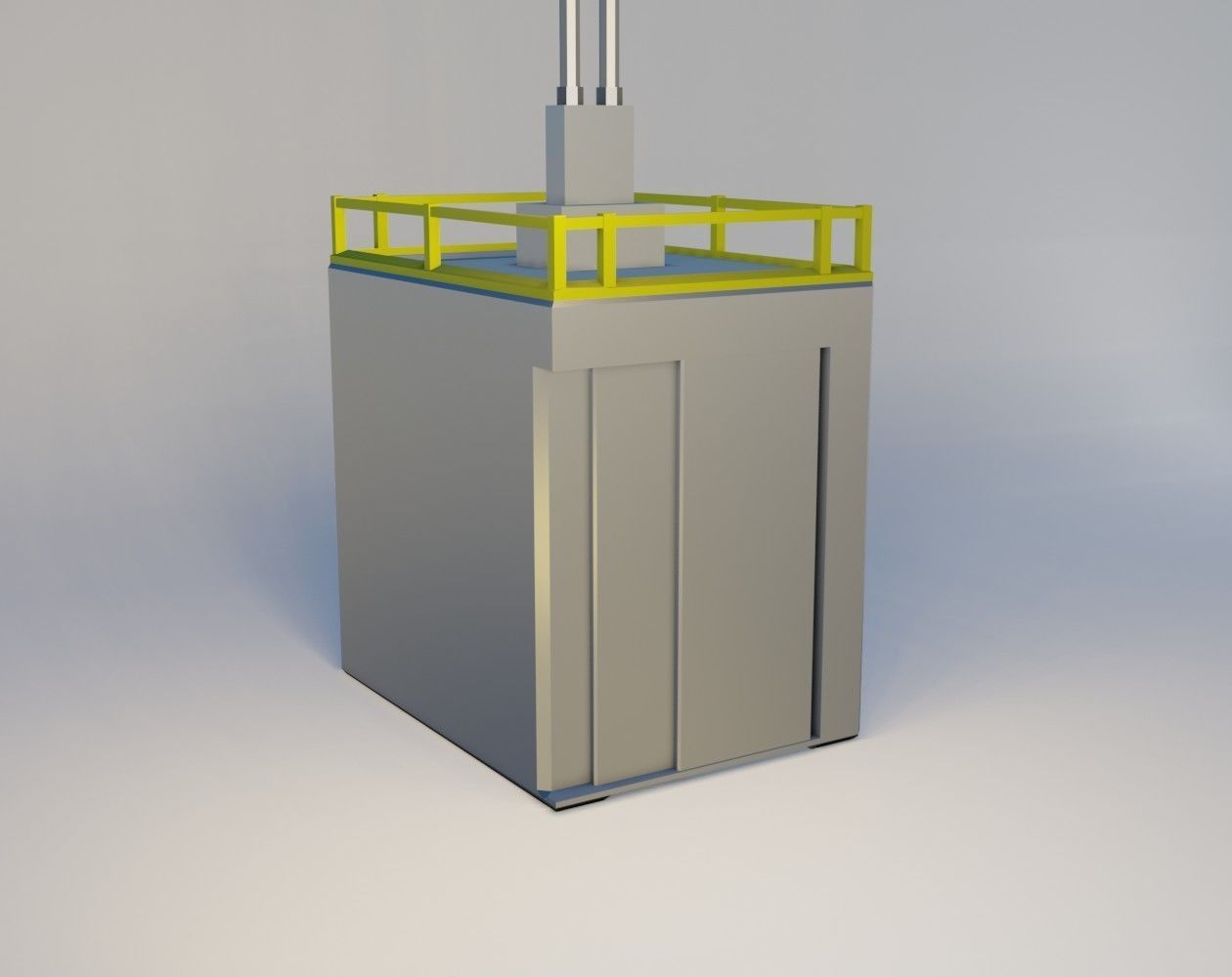 Elevator and door Low-poly 3D model_6
