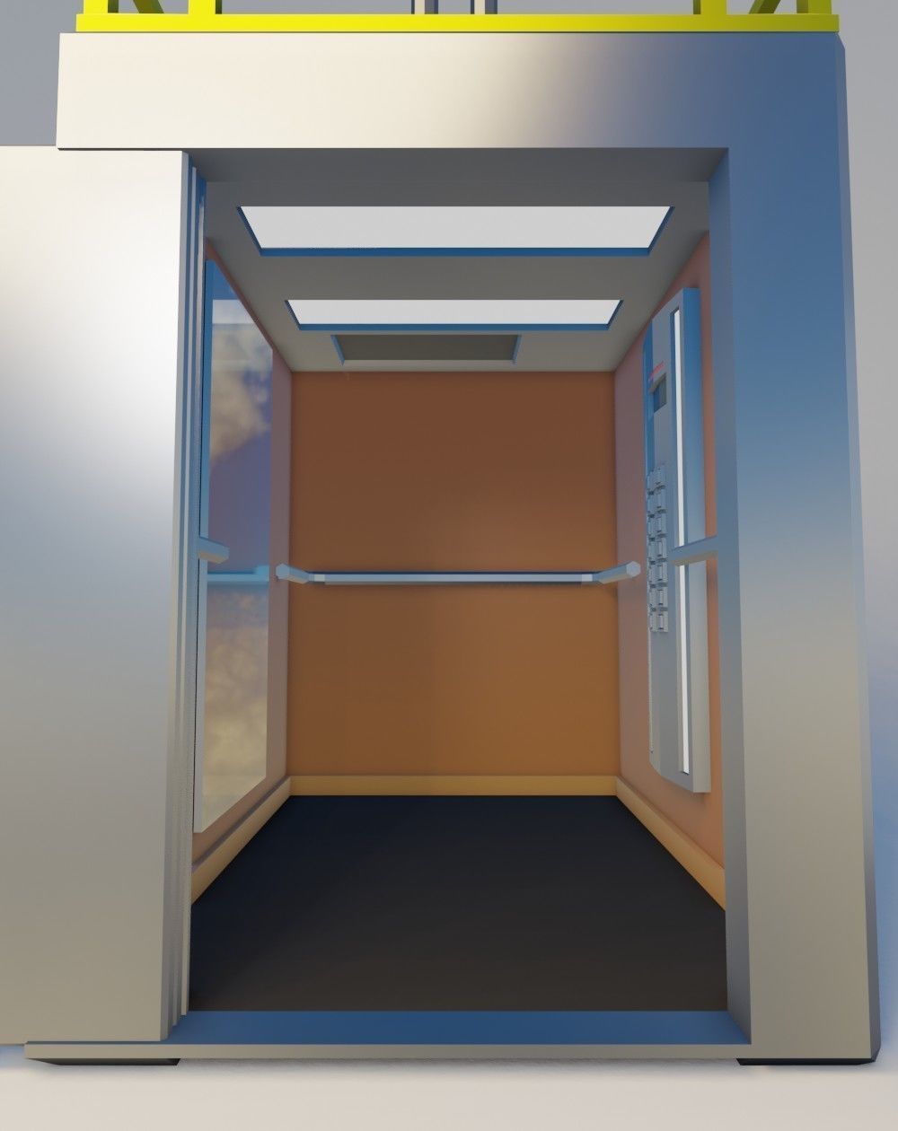 Elevator and door Low-poly 3D model_4