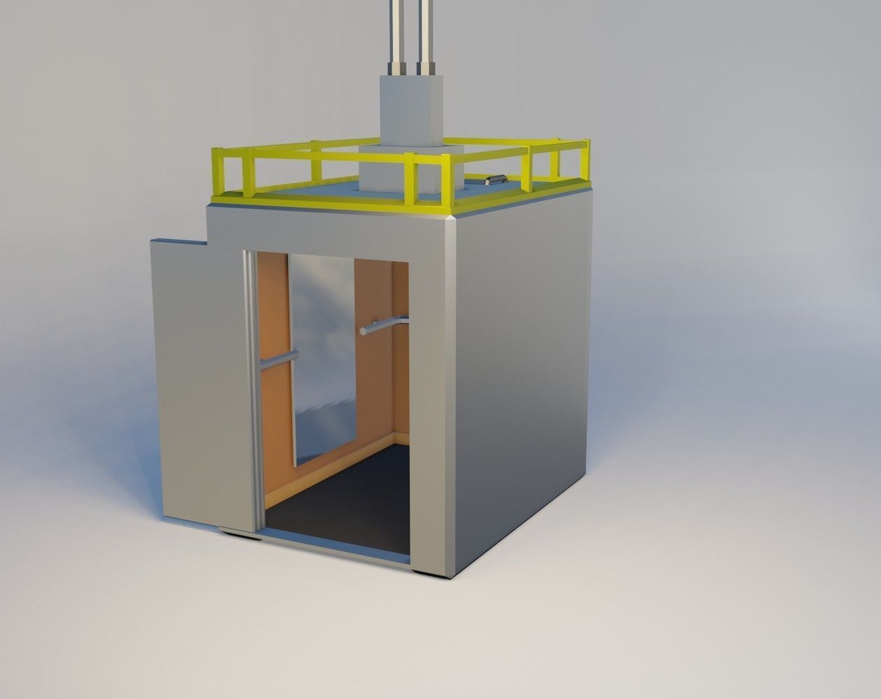 Elevator and door Low-poly 3D model_3