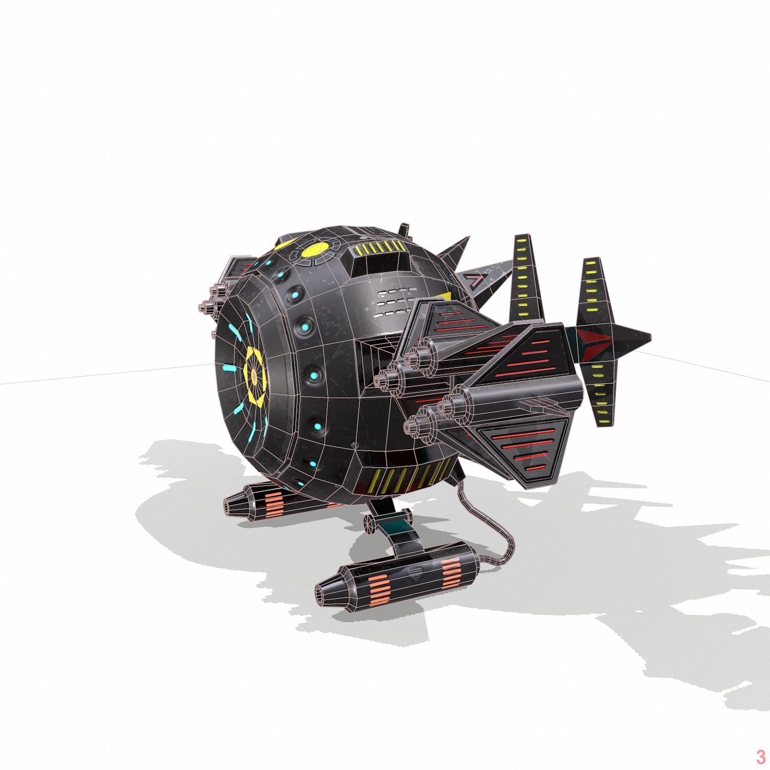 Space drone - PBR Low-poly 3D model_9