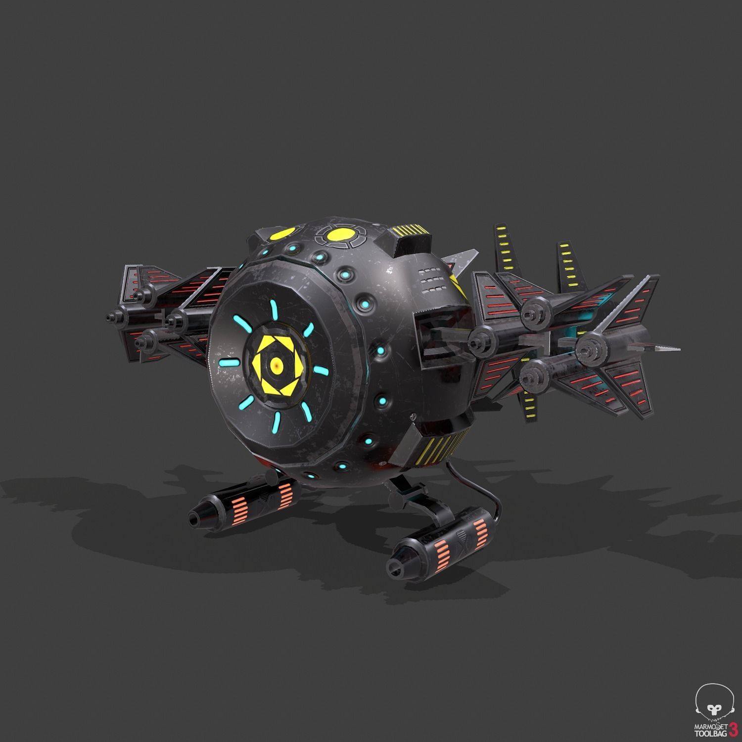 Space drone - PBR Low-poly 3D model_13