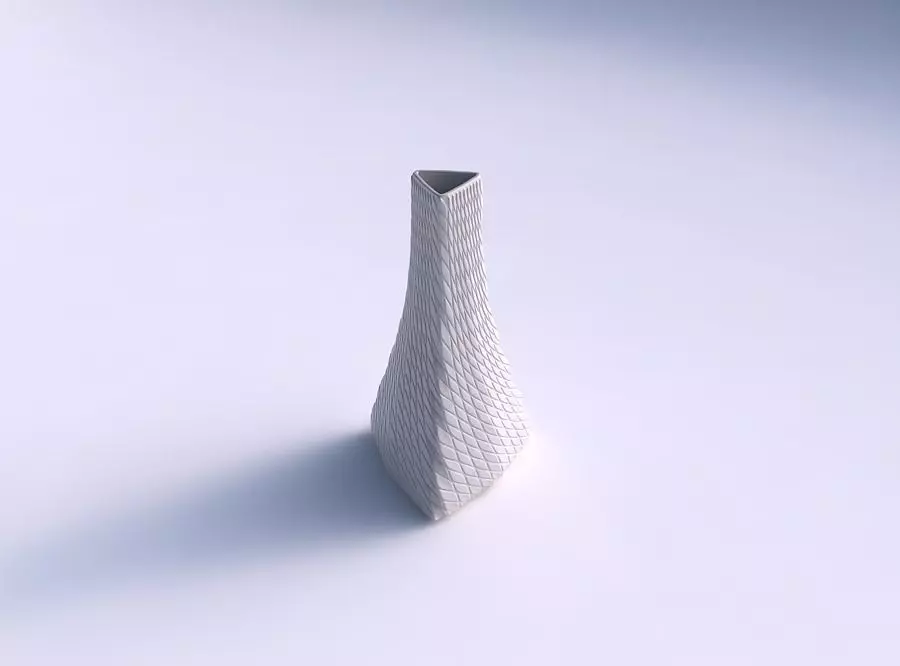 Vase grounded triangle with twisted diagonal grid 3D print model