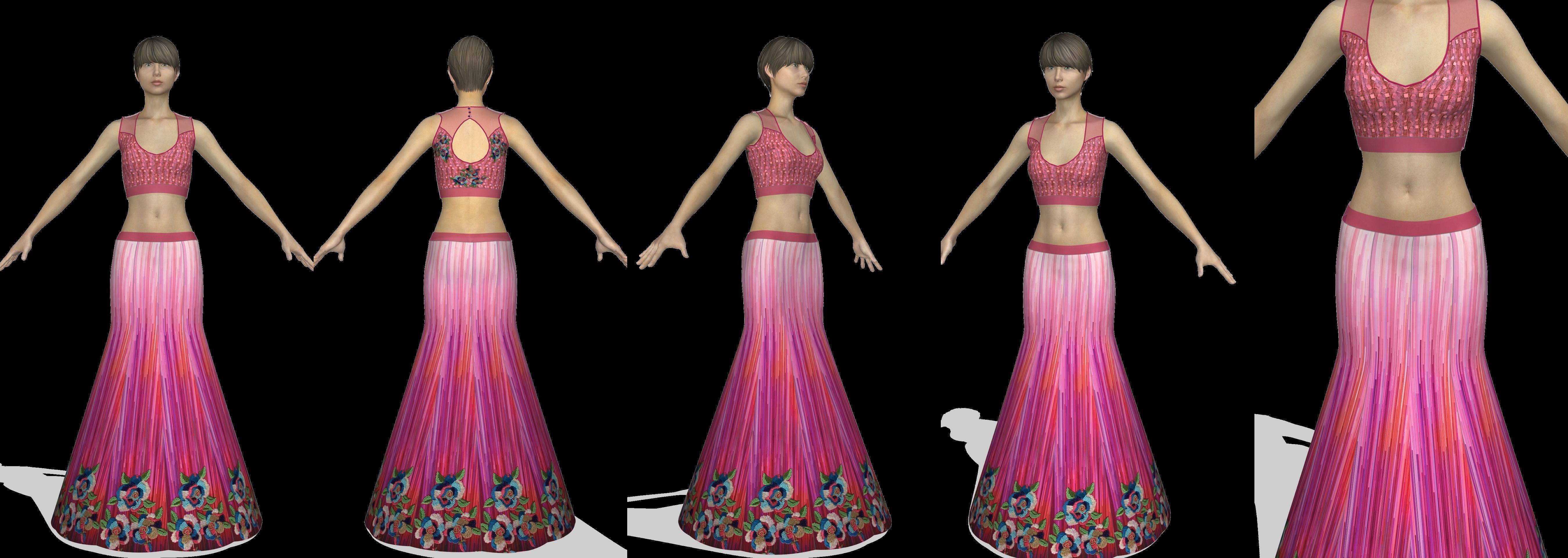 woman party were lehnga and choli 3D print model_1