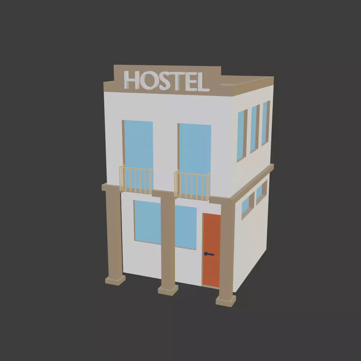 Hostel Free low-poly 3D model