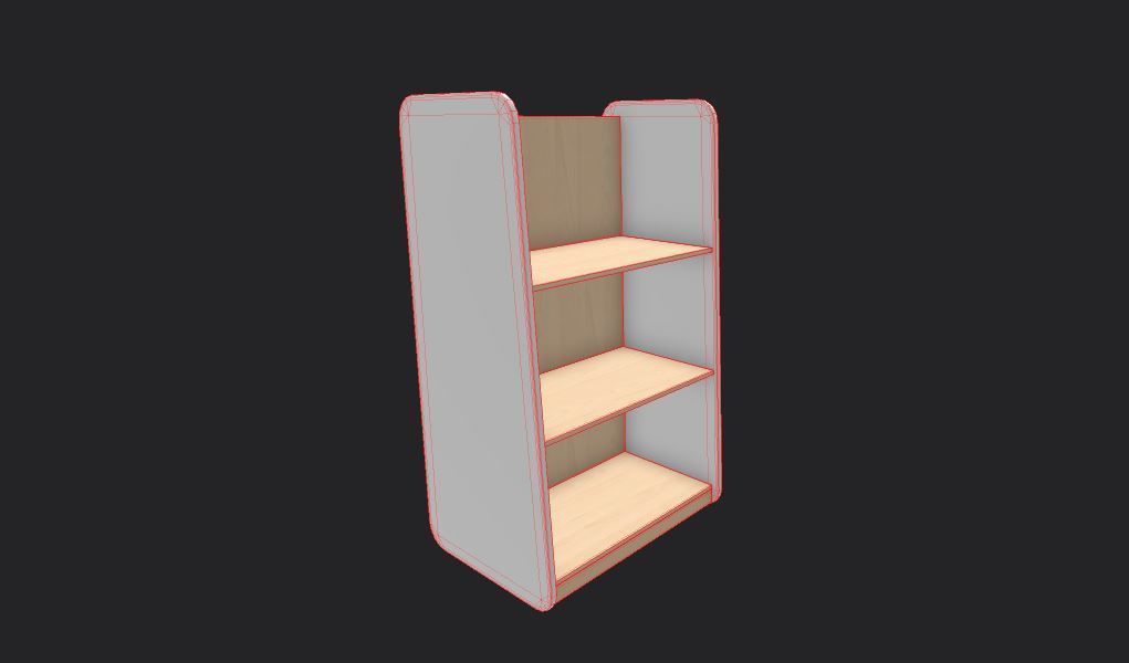 Large Shelf White Low-poly 3D model_3