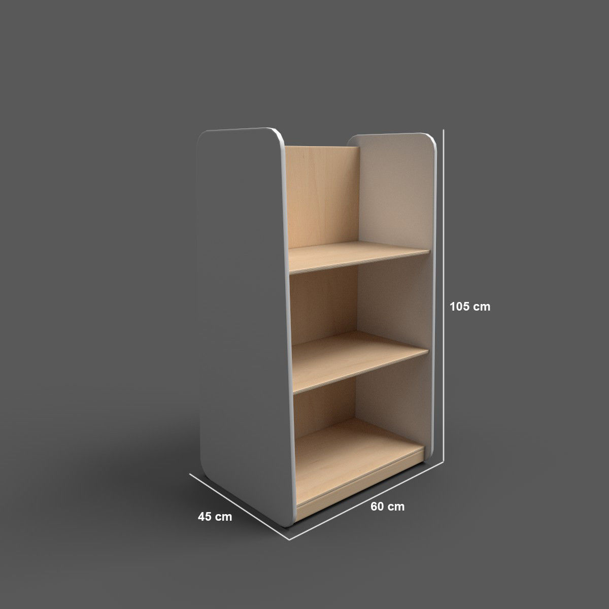 Large Shelf White Low-poly 3D model_2