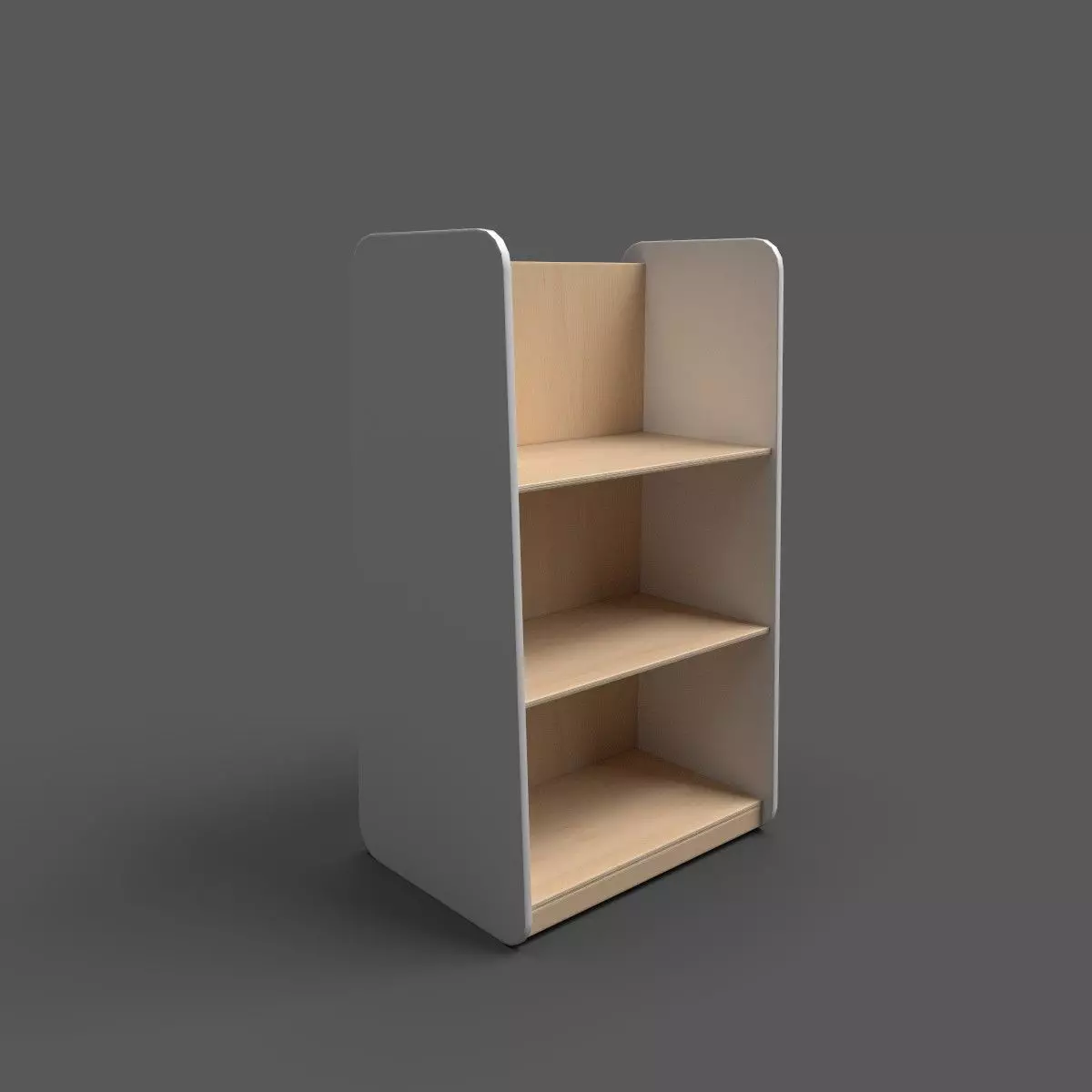 Large Shelf White Low-poly 3D model_0