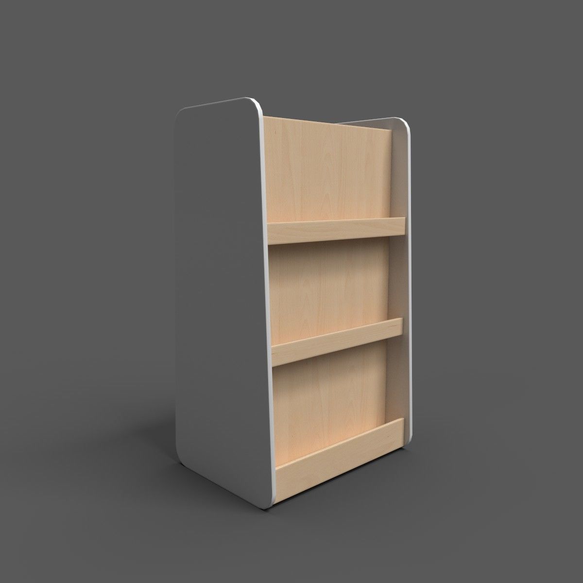 Large Shelf White Low-poly 3D model_1