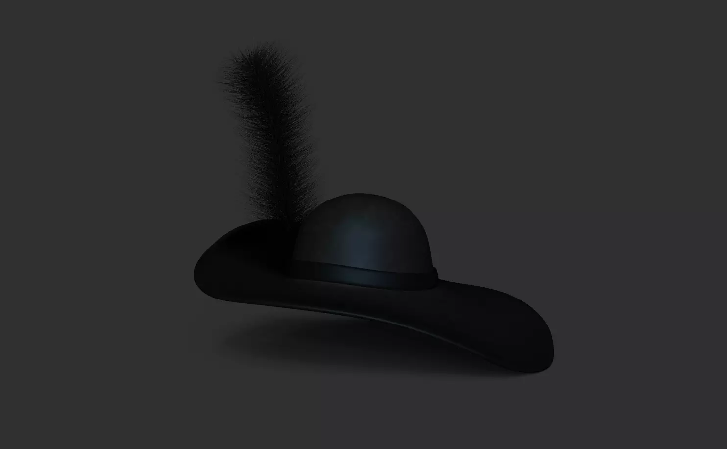 Pirate or Musketeer Hat - Character Costume Low-poly 3D model_0