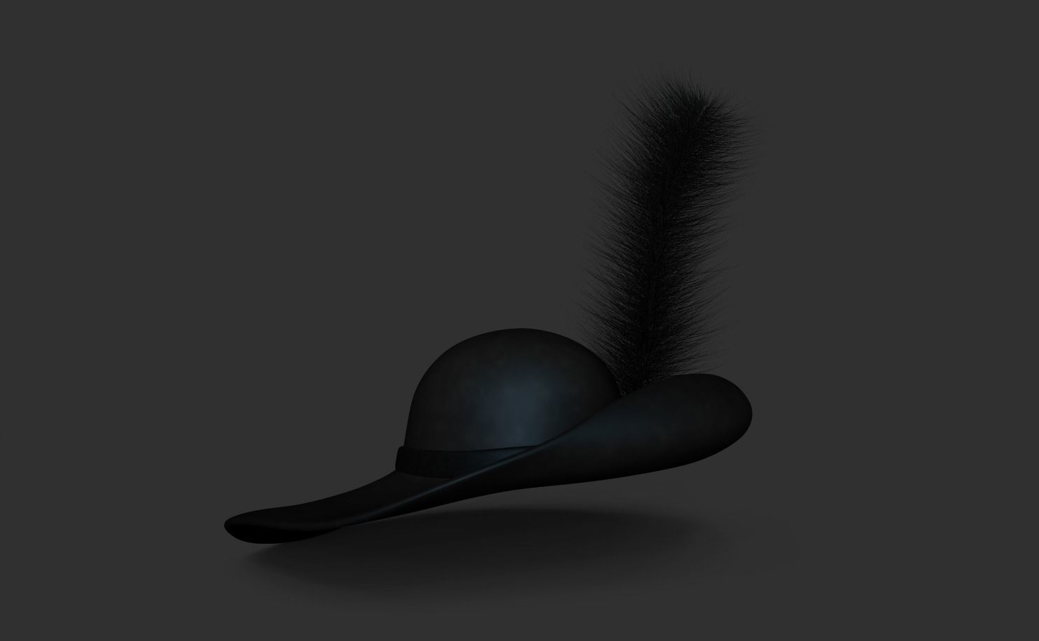 Pirate or Musketeer Hat - Character Costume Low-poly 3D model_4