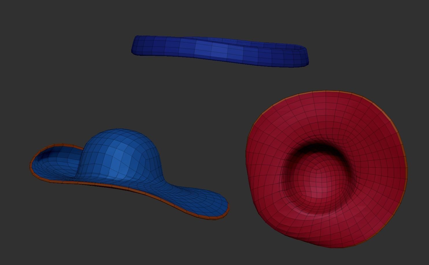 Pirate or Musketeer Hat - Character Costume Low-poly 3D model_7