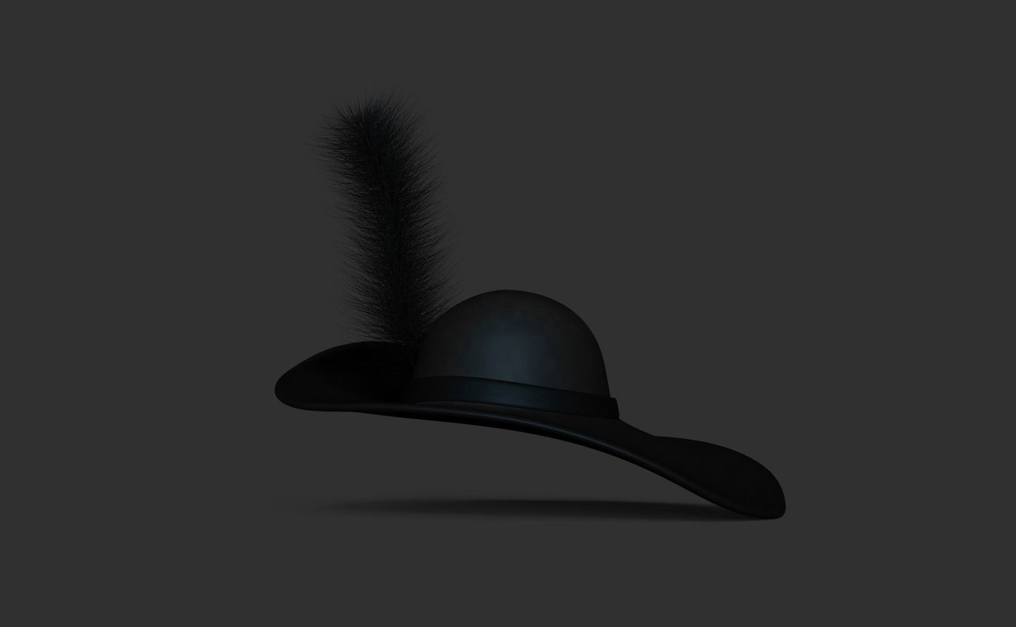 Pirate or Musketeer Hat - Character Costume Low-poly 3D model_3