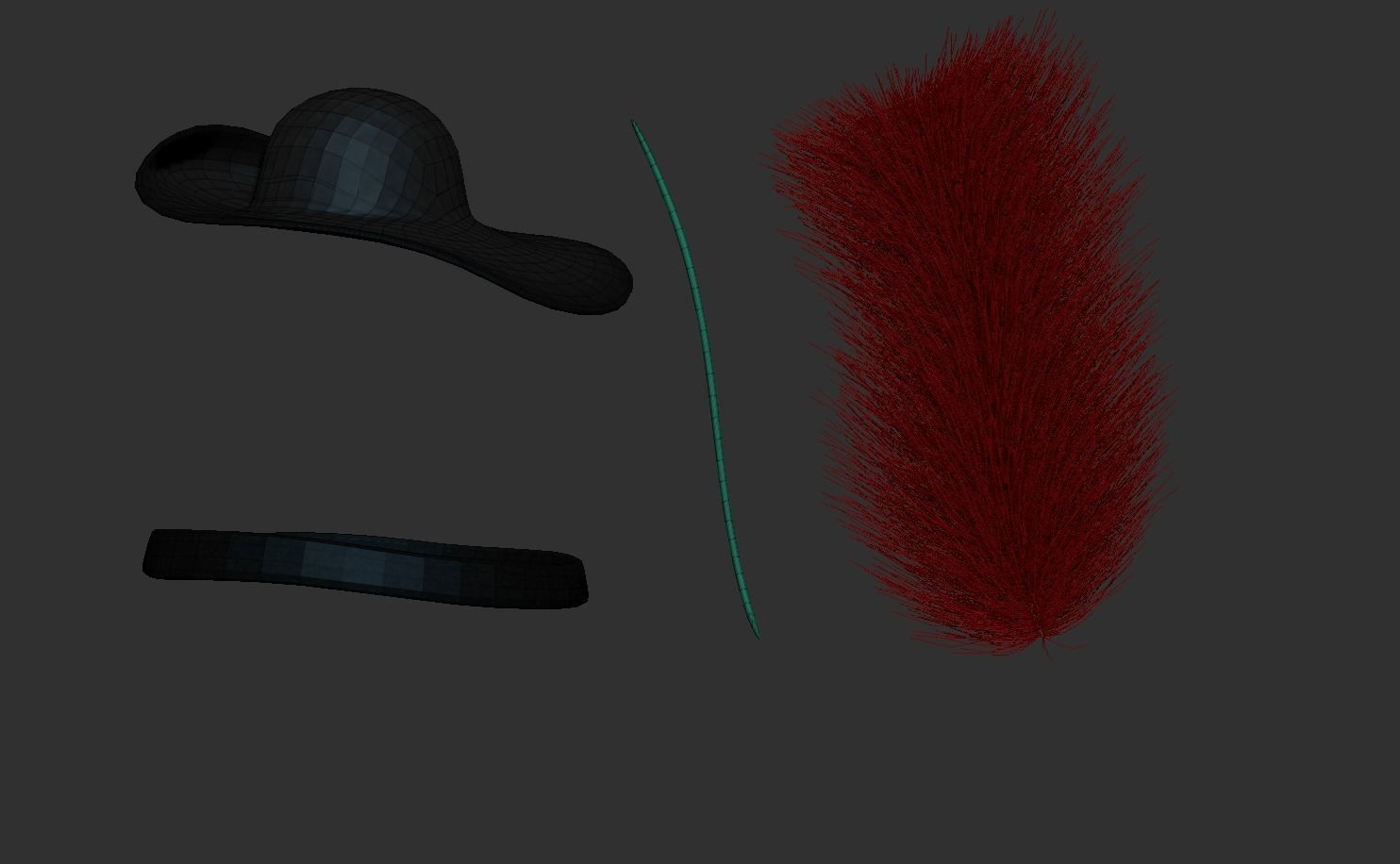 Pirate or Musketeer Hat - Character Costume Low-poly 3D model_8