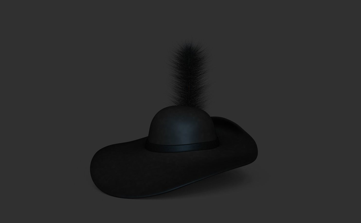 Pirate or Musketeer Hat - Character Costume Low-poly 3D model_5