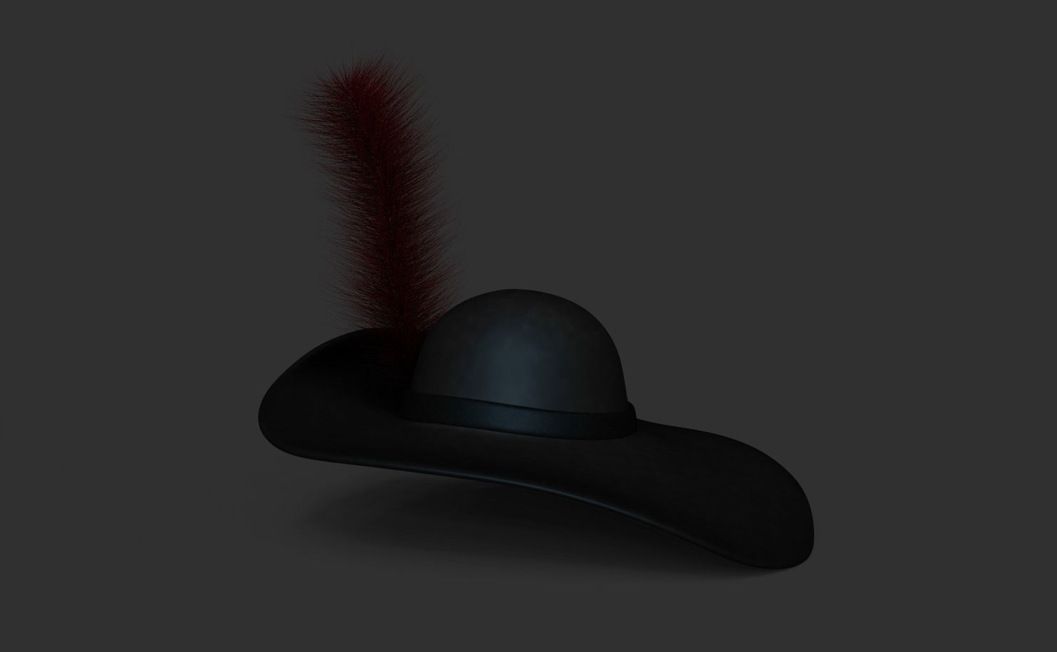 Pirate or Musketeer Hat - Character Costume Low-poly 3D model_1
